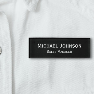 Custom Professional Executive Plain Black Magnetic Name Tag