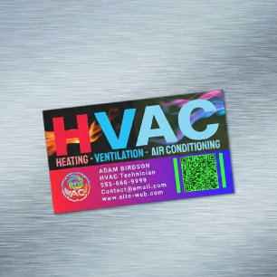 Custom Professional HVAC Company Logo & Qr Code Magnetic Business Card
