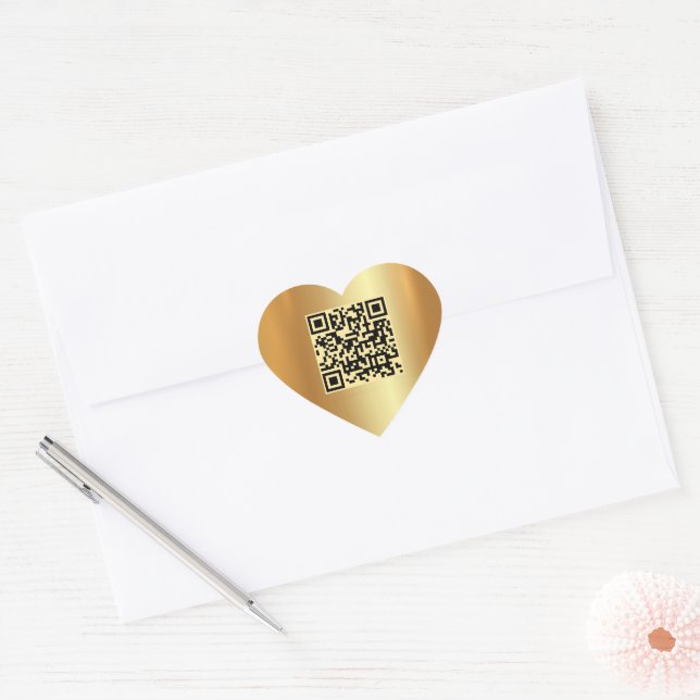 Custom Professional Modern Elegant Template Gold Heart Sticker (Envelope)