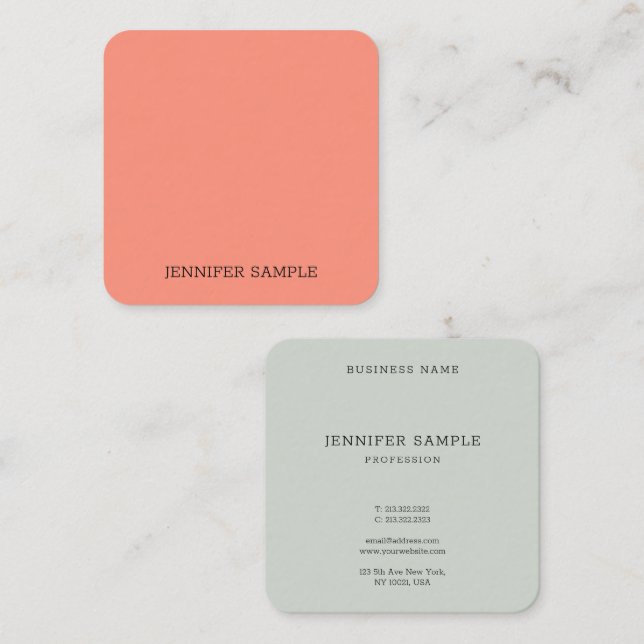 Custom Professional Modern Simple Trendy Elegant Square Business Card (Front/Back)