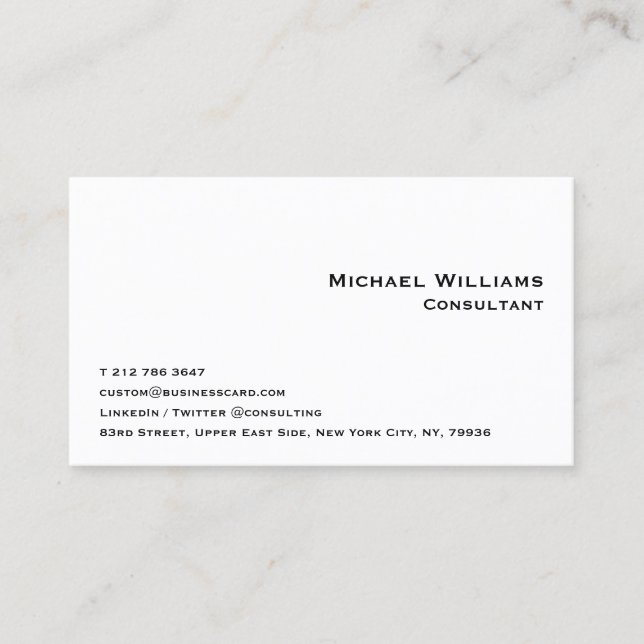 Custom Professional Modern Simple White Minimalist Business Card (Front)