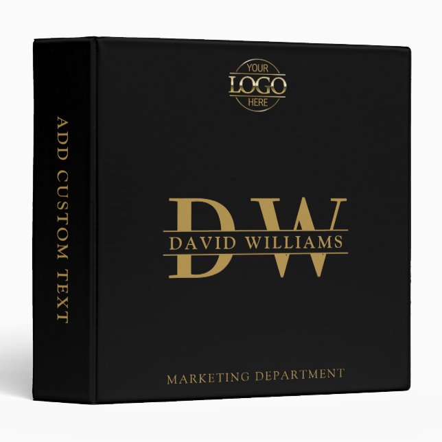 Custom Professional Monogram Initials No Minimum Binder (Front/Spine)