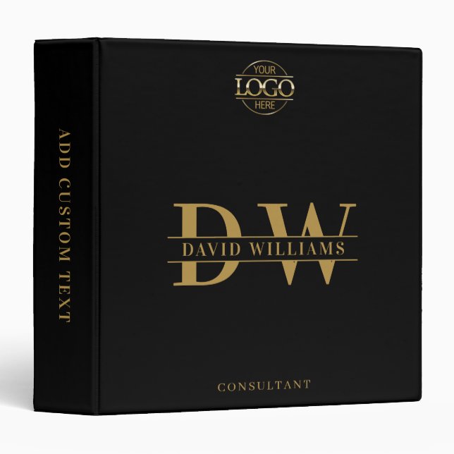 Custom Professional Monogram Initials No Minimum Binder (Front/Spine)