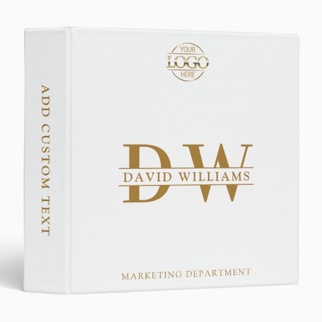 Custom Professional Monogram Initials No Minimum Binder (Front/Spine)