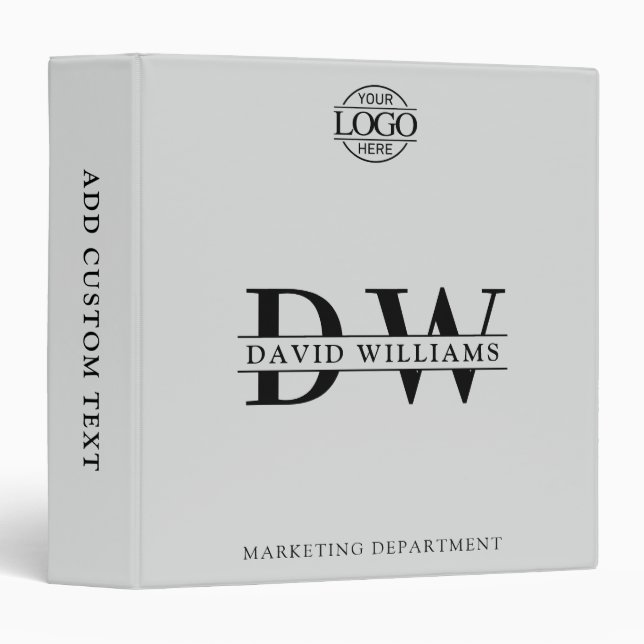 Custom Professional Monogram Initials No Minimum Binder (Front/Spine)