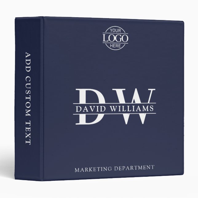 Custom Professional Monogram Initials No Minimum Binder (Front/Spine)