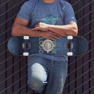 Custom Professional Navy Blue Glitter Office Skateboard