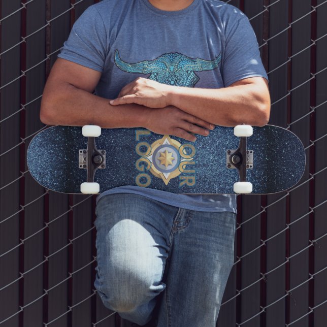 Custom Professional Navy Blue Glitter Office Skateboard (Outdoor 3)