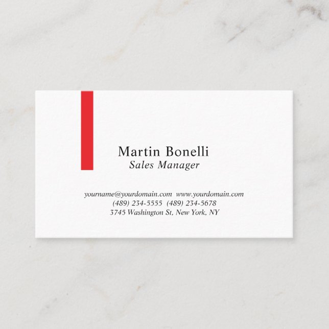 Custom Professional Plain Black & White Classical Business Card (Front)