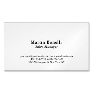 Custom Professional Plain Black & White Classical Magnetic Business Card