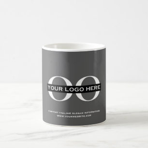 Custom Promo Business Logo Branded Grey Coffee Mug
