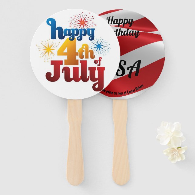 Custom PROMO Fan 4th of July Parade Hand Out (Front and Back)