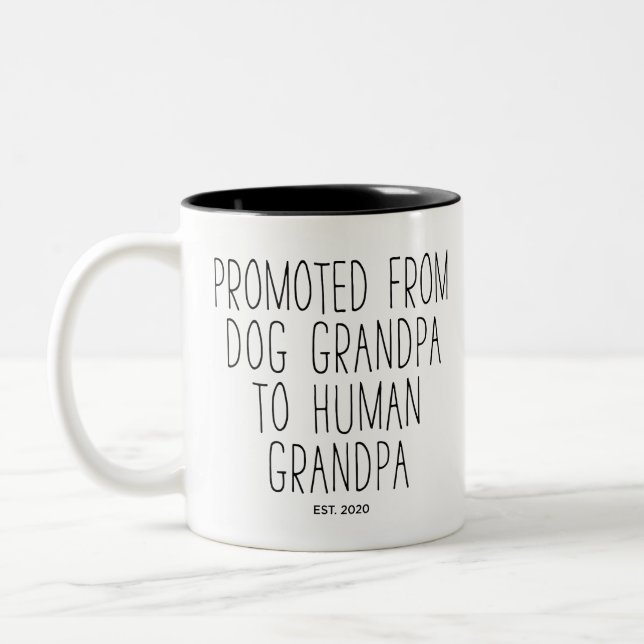 Custom Promoted To Human Grandpa Funny Two-Tone Coffee Mug (Left)