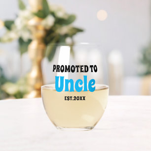 Custom Promoted To Uncle Pregnancy Announcement Stemless Wine Glass