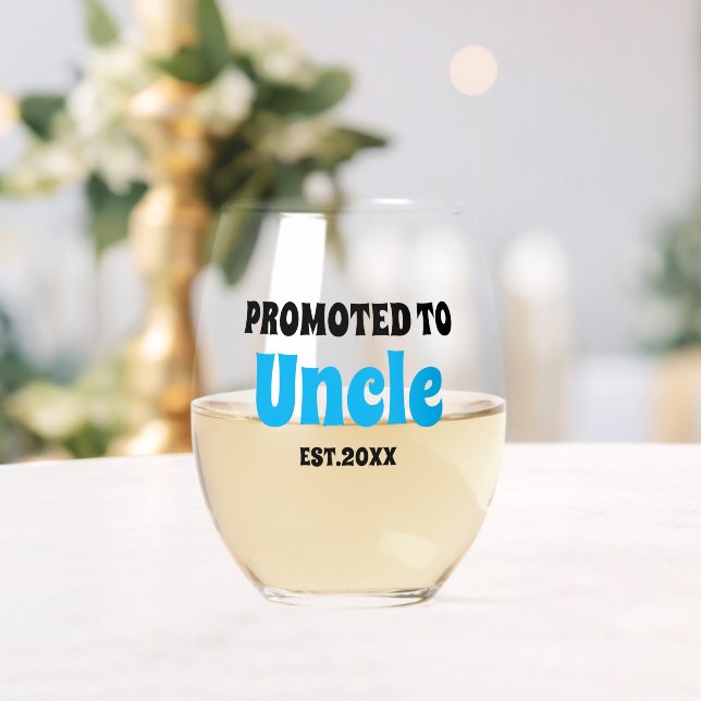 Custom Promoted To Uncle Pregnancy Announcement Stemless Wine Glass (Insitu (Wedding))