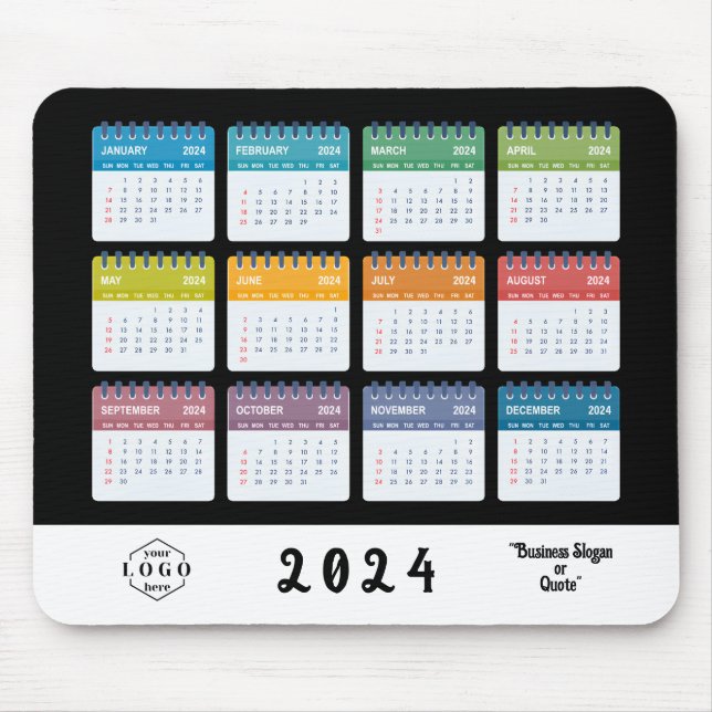 Custom Promotional Business Logo 2024 Calendar  Mo Mouse Pad (Front)