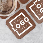 Custom Promotional Business Logo Branded Brown Square Paper Coaster<br><div class="desc">Easily personalize this coaster with your own company logo or custom image. You can change the background colour to match your logo or corporate colours. Customized promotional coasters with your business logo are great for corporate dinner events, or any event where paper coasters would be ideal. If you have a...</div>