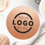 Custom Promotional Business Logo Branded Copper Round Paper Coaster<br><div class="desc">Easily personalize this coaster with your own company logo or custom image. You can change the background colour to match your logo or corporate colours. Customized promotional coasters with your business logo are great for corporate dinner events, or any event where paper coasters would be ideal. If you have a...</div>
