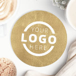 Custom Promotional Business Logo Branded Gold Round Paper Coaster<br><div class="desc">Easily personalize this coaster with your own company logo or custom image. You can change the background colour to match your logo or corporate colours. Customized promotional coasters with your business logo are great for corporate dinner events, or any event where paper coasters would be ideal. If you have a...</div>