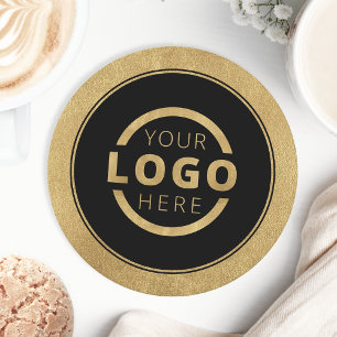 Custom Promotional Business Logo Branded Gold Round Paper Coaster