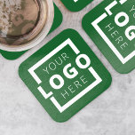 Custom Promotional Business Logo Branded Green Square Paper Coaster<br><div class="desc">Easily personalize this coaster with your own company logo or custom image. You can change the background colour to match your logo or corporate colours. Customized promotional coasters with your business logo are great for corporate dinner events, or any event where paper coasters would be ideal. If you have a...</div>