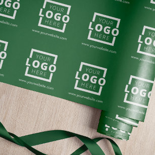 Custom Promotional Business Logo Branded Green Wrapping Paper