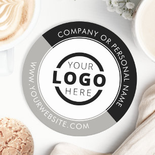 Custom Promotional Business Logo Branded Grey Round Paper Coaster
