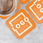 Custom Promotional Business Logo Branded Orange Square Paper Coaster<br><div class="desc">Easily personalize this coaster with your own company logo or custom image. You can change the background colour to match your logo or corporate colours. Customized promotional coasters with your business logo are great for corporate dinner events, or any event where paper coasters would be ideal. If you have a...</div>