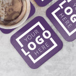 Custom Promotional Business Logo Branded Purple Square Paper Coaster<br><div class="desc">Easily personalize this coaster with your own company logo or custom image. You can change the background colour to match your logo or corporate colours. Customized promotional coasters with your business logo are great for corporate dinner events, or any event where paper coasters would be ideal. If you have a...</div>
