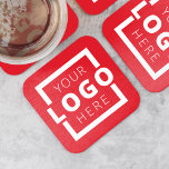 Custom Promotional Business Logo Branded Red Square Paper Coaster<br><div class="desc">Easily personalize this coaster with your own company logo or custom image. You can change the background colour to match your logo or corporate colours. Customized promotional coasters with your business logo are great for corporate dinner events, or any event where paper coasters would be ideal. If you have a...</div>