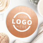 Custom Promotional Business Logo Branded Rose Gold Round Paper Coaster<br><div class="desc">Easily personalize this coaster with your own company logo or custom image. You can change the background colour to match your logo or corporate colours. Customized promotional coasters with your business logo are great for corporate dinner events, or any event where paper coasters would be ideal. If you have a...</div>