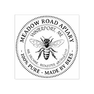 Custom Promotional Honey Apiary Bee Beekeeper Name Rubber Stamp