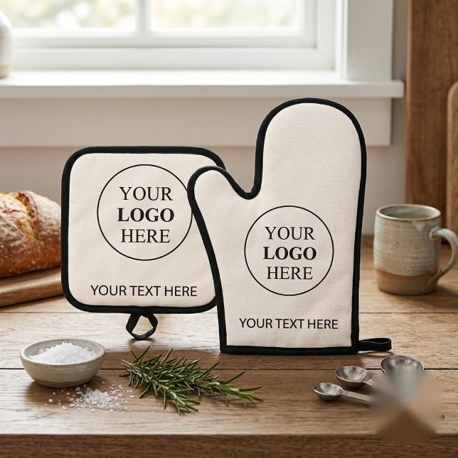 Custom Promotional Logo – No Minimum Order Oven Mitt & Pot Holder Set (Creator Uploaded)
