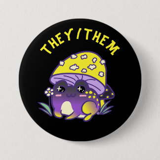 Custom Pronouns | Cottagecore LGBT Nonbinary Frog 3 Inch Round Button