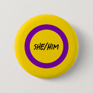 Custom Pronouns Intersex Pride Flag 2 Inch Round Button