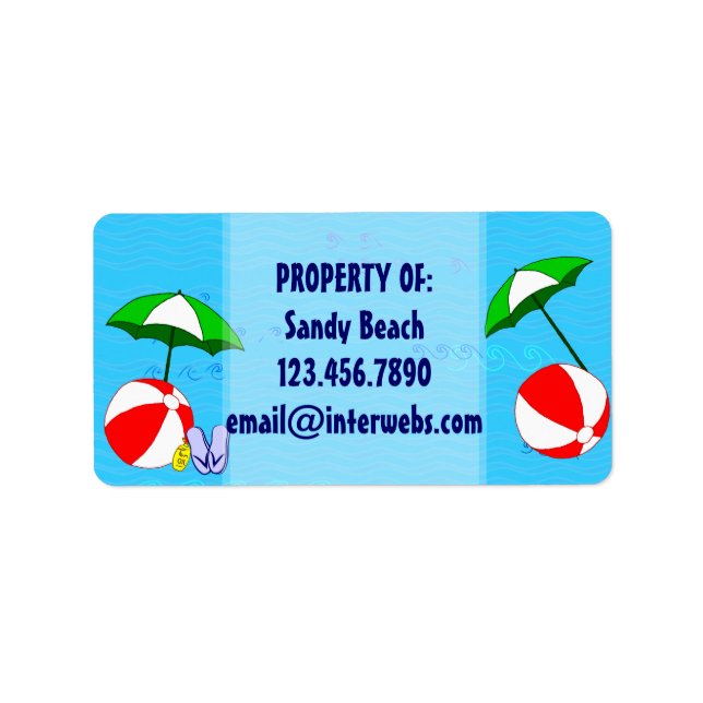 Custom Property Of Beach Ball Pool Umbrella Label (Front)