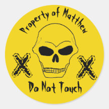 Custom Property of Your Name Skull Face Yellow