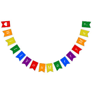 Custom Proposal LGBTQ Will You Marry Me Rainbow Bunting Flags