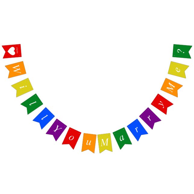 Custom Proposal LGBTQ Will You Marry Me Rainbow Bunting Flags (All)