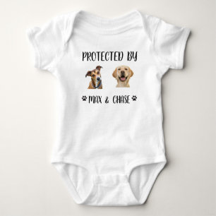 Custom Protected By Dog shirt, Protected By Pets Baby Bodysuit