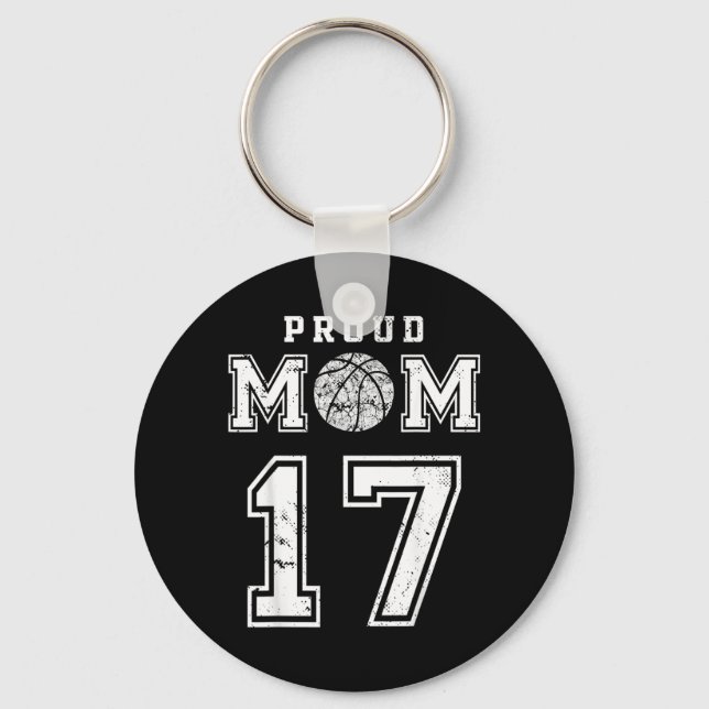 Custom Proud Basball Mom Number 17 Personalized Keychain (Front)