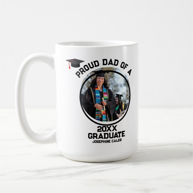 Custom Proud Dad of a Graduate Photo  Coffee Mug (Left)