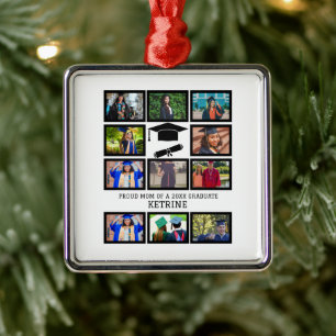 Custom proud dad of the graduate 11 photo collage  metal ornament