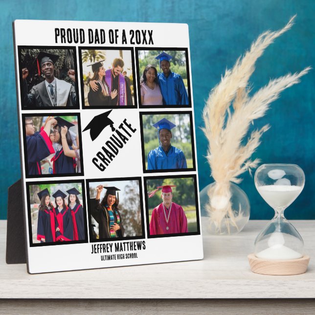 Custom Proud Dad of Year Graduation Photo Collage  Plaque (Side)