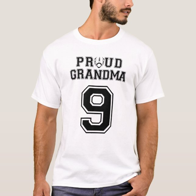 Custom Proud Football Grandma Number 9 Personalize T-Shirt (Front)