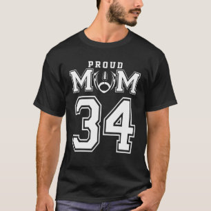 Custom Proud Football Mom Number 34 Personalized F T-Shirt