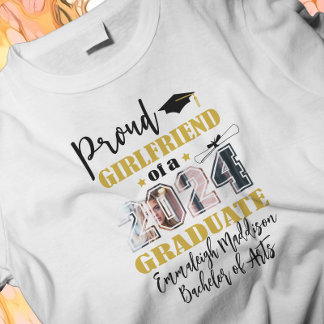 Custom Proud Girlfriend Photo 2024 Graduate T-Shirt