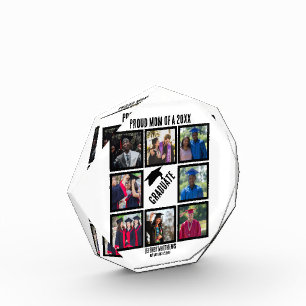 Custom Proud Mom of Year Graduation Photo Collage  Block