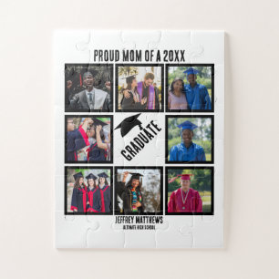 Custom Proud Mom of Year Graduation Photo Collage  Jigsaw Puzzle