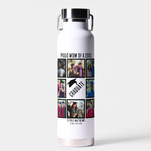 Custom Proud Mom of Year Graduation Photo Collage  Water Bottle